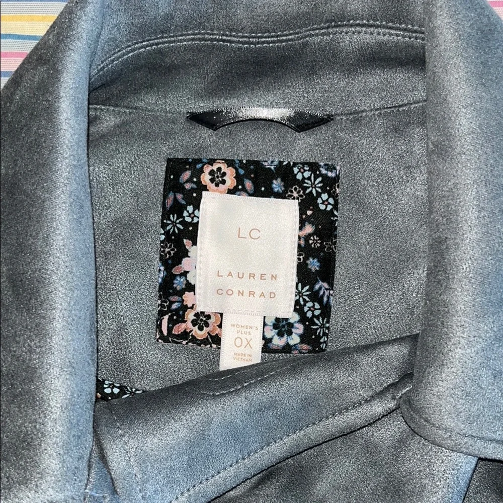 Blue Gray Faux Suede Women's Moto Jacket‎ Lauren Conrad